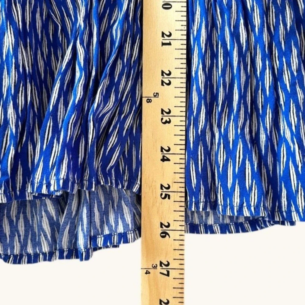 Anthropologie Maeve Abstract Ikat Button Blouse Sz M Tiered Peplum Boho Chic Top